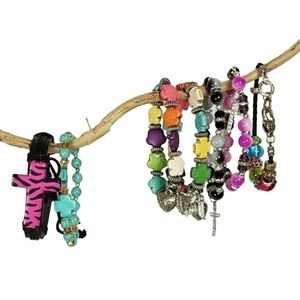 Stretch bead and leather bracelets Lot of 7